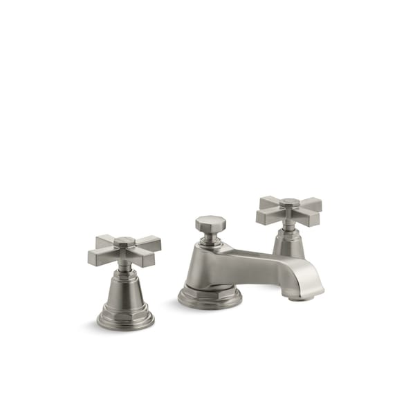 Kohler Pinstripe Pure Widespread Bathroom Sink Faucet With Cross Handles 13132-3A-BN - main
